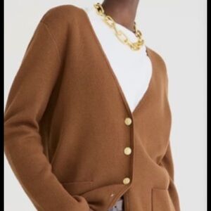 J. Crew Women's Camel Brown V-Neck Button Cardigan